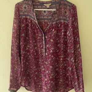 Lucky Brand purple and blue chiffon dressy Tunic with floral design